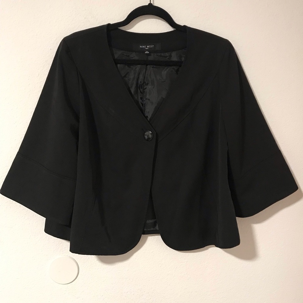 Nine West Black Women's Single-Button Open Front Blazer